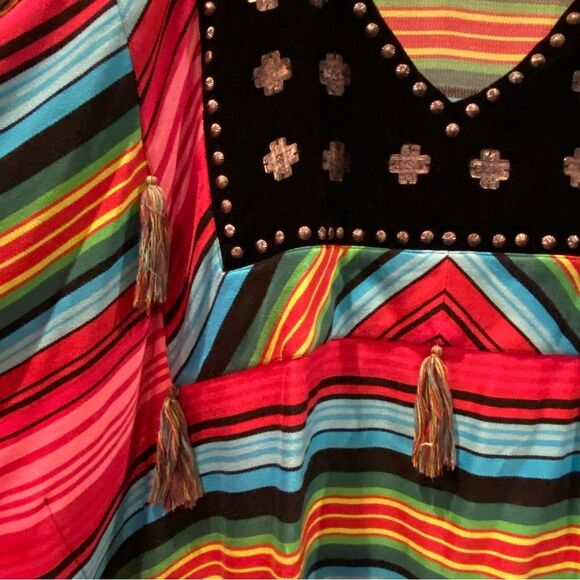 Amazing Roja Collection Serape Poncho Conchos and Studs - Picture 9 of 11